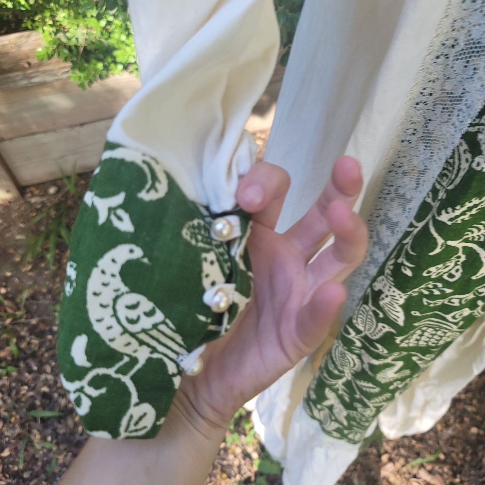 Vintage Gunne Sax Dress 11 Medium Rare black lable green bird print 60s dress - Picture 4 of 6